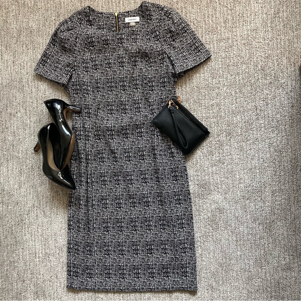 Calvin Klein houndstooth size 10 shift dress